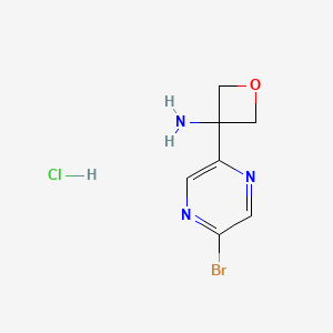 molecular formula C7H9BrClN3O B13500114 3-(5-Bromopyrazin-2-yl)oxetan-3-amine hydrochloride 