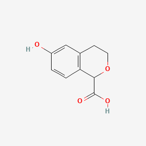 molecular formula C10H10O4 B13500177 6-hydroxy-3,4-dihydro-1H-2-benzopyran-1-carboxylic acid 