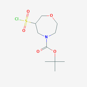 molecular formula C10H18ClNO5S B13500310 Tert-butyl 6-(chlorosulfonyl)-1,4-oxazepane-4-carboxylate 