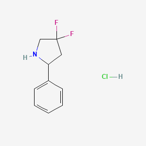 molecular formula C10H12ClF2N B13500337 4,4-Difluoro-2-phenylpyrrolidine hydrochloride 