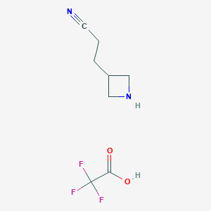 molecular formula C8H11F3N2O2 B13500827 3-(Azetidin-3-yl)propanenitrile, trifluoroacetic acid 