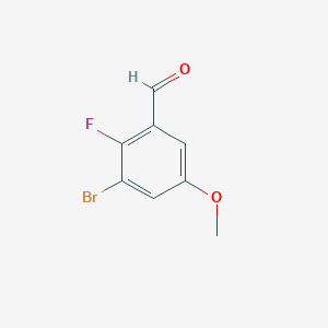 molecular formula C8H6BrFO2 B13501071 3-Bromo-2-fluoro-5-methoxybenzaldehyde 