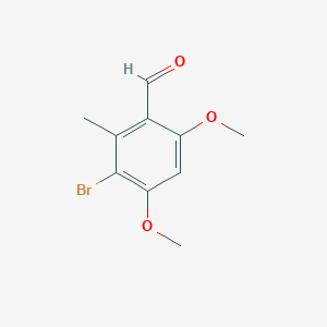 molecular formula C10H11BrO3 B13501152 3-Bromo-4,6-dimethoxy-2-methylbenzaldehyde 