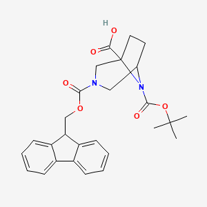 molecular formula C27H30N2O6 B13501218 8-[(tert-butoxy)carbonyl]-3-{[(9H-fluoren-9-yl)methoxy]carbonyl}-3,8-diazabicyclo[3.2.1]octane-1-carboxylic acid 