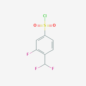 molecular formula C7H4ClF3O2S B13501380 4-(Difluoromethyl)-3-fluorobenzene-1-sulfonylchloride 