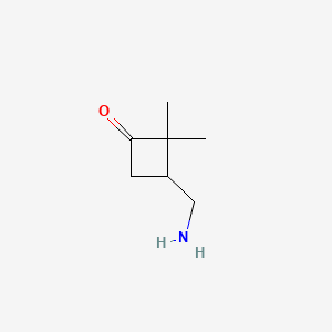 molecular formula C7H13NO B13501492 3-(Aminomethyl)-2,2-dimethylcyclobutan-1-one 