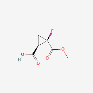 molecular formula C6H7FO4 B13501505 cis-2-Fluoro-2-(methoxycarbonyl)cyclopropane-1-carboxylic acid 