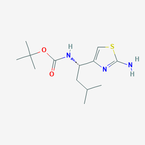 molecular formula C13H23N3O2S B13501562 tert-butylN-[(1S)-1-(2-amino-1,3-thiazol-4-yl)-3-methylbutyl]carbamate 