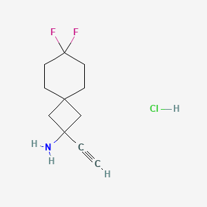 molecular formula C11H16ClF2N B13502008 2-Ethynyl-7,7-difluorospiro[3.5]nonan-2-aminehydrochloride 