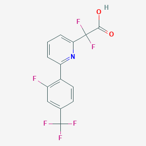 molecular formula C14H7F6NO2 B13502137 2,2-Difluoro-2-{6-[2-fluoro-4-(trifluoromethyl)phenyl]pyridin-2-yl}acetic acid 