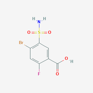 molecular formula C7H5BrFNO4S B13502167 4-Bromo-2-fluoro-5-sulfamoylbenzoic acid 