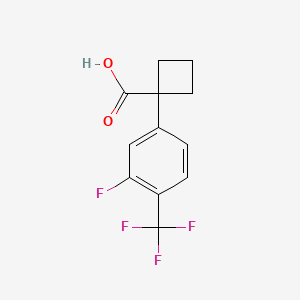 molecular formula C12H10F4O2 B13502169 1-[3-Fluoro-4-(trifluoromethyl)phenyl]cyclobutane-1-carboxylicacid 