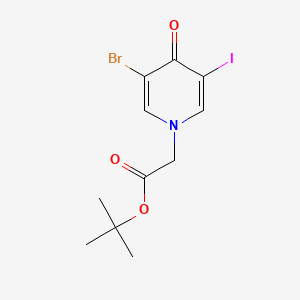 molecular formula C11H13BrINO3 B13502263 Tert-butyl 2-(3-bromo-5-iodo-4-oxo-1,4-dihydropyridin-1-yl)acetate 