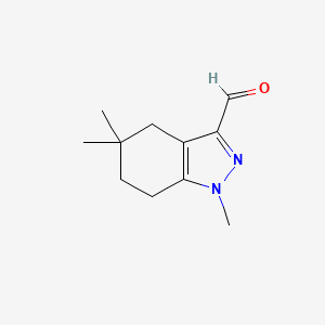 molecular formula C11H16N2O B13502297 1,5,5-trimethyl-4,5,6,7-tetrahydro-1H-indazole-3-carbaldehyde 