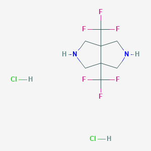 molecular formula C8H12Cl2F6N2 B13502352 Rac-(3as,6as)-3a,6a-bis(trifluoromethyl)-octahydropyrrolo[3,4-c]pyrroledihydrochloride,cis 