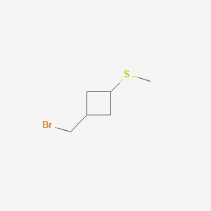 molecular formula C6H11BrS B13502413 1-(bromomethyl)-3-(methylsulfanyl)cyclobutane, Mixture of diastereomers 