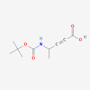 molecular formula C10H15NO4 B13502457 4-{[(Tert-butoxy)carbonyl]amino}pent-2-ynoic acid 