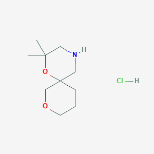 molecular formula C10H20ClNO2 B13502564 2,2-Dimethyl-1,8-dioxa-4-azaspiro[5.5]undecane hydrochloride 