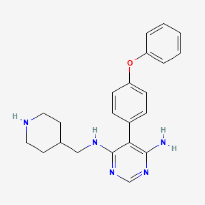 molecular formula C22H25N5O B13502628 5-(4-phenoxyphenyl)-N4-(piperidin-4-ylmethyl)pyrimidine-4,6-diamine 