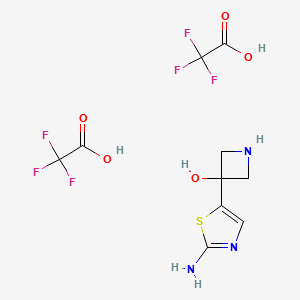 molecular formula C10H11F6N3O5S B13505269 3-(2-Amino-1,3-thiazol-5-yl)azetidin-3-ol; bis(trifluoroacetic acid) 