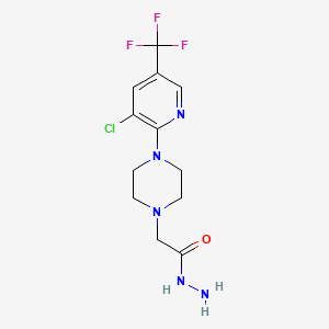molecular formula C12H15ClF3N5O B1350562 2-{4-[3-Chloro-5-(trifluoromethyl)pyridin-2-yl]piperazin-1-yl}acetohydrazide CAS No. 338979-10-5