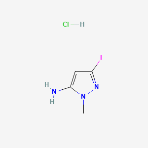 molecular formula C4H7ClIN3 B13505939 3-iodo-1-methyl-1H-pyrazol-5-amine hydrochloride 