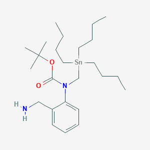 molecular formula C25H46N2O2Sn B13506235 tert-Butyl (2-(aminomethyl)phenyl)((tributylstannyl)methyl)carbamate 