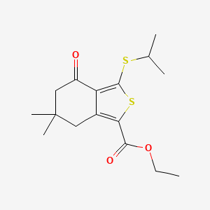 Ethyl 3-(isopropylthio)-6,6-dimethyl-4-oxo-4,5,6,7-tetrahydrobenzo[c]thiophene-1-carboxylate