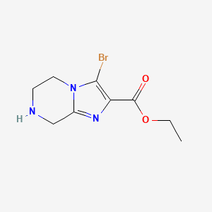 molecular formula C9H12BrN3O2 B13506900 Ethyl 3-bromo-5,6,7,8-tetrahydroimidazo[1,2-a]pyrazine-2-carboxylate 