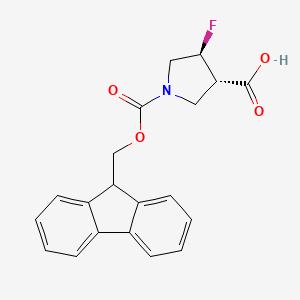 molecular formula C20H18FNO4 B13507257 rac-(3R,4R)-1-{[(9H-fluoren-9-yl)methoxy]carbonyl}-4-fluoropyrrolidine-3-carboxylicacid,trans 