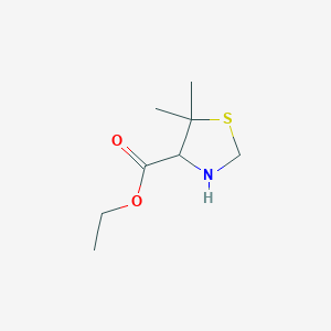 molecular formula C8H15NO2S B13507532 5,5-Dimethyl-4-thiazolidinecarboxylic acid ethyl ester 