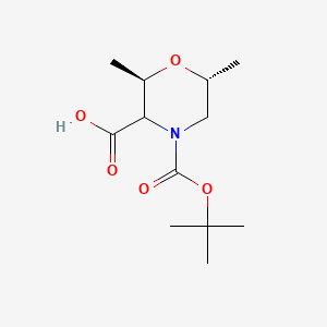 molecular formula C12H21NO5 B13507561 rac-(2R,6R)-4-[(tert-butoxy)carbonyl]-2,6-dimethylmorpholine-3-carboxylic acid 