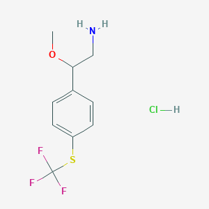 molecular formula C10H13ClF3NOS B13507569 2-Methoxy-2-{4-[(trifluoromethyl)sulfanyl]phenyl}ethan-1-amine hydrochloride 