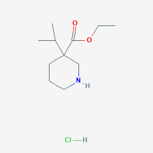 molecular formula C11H22ClNO2 B13507619 Ethyl 3-(propan-2-yl)piperidine-3-carboxylate hydrochloride 