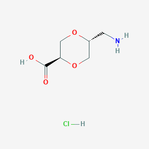 molecular formula C6H12ClNO4 B13507628 rac-(2R,5R)-5-(aminomethyl)-1,4-dioxane-2-carboxylic acid hydrochloride 