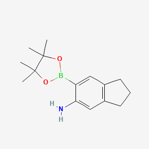 molecular formula C15H22BNO2 B13507630 6-(4,4,5,5-tetramethyl-1,3,2-dioxaborolan-2-yl)-2,3-dihydro-1H-inden-5-amine 