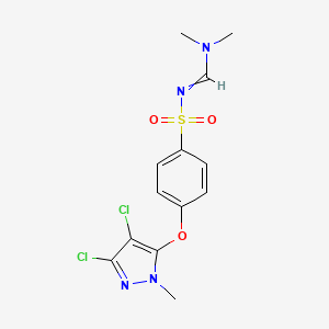molecular formula C13H14Cl2N4O3S B1350771 4-[(3,4-dichloro-1-methyl-1H-pyrazol-5-yl)oxy]-N-[(dimethylamino)methylene]benzenesulfonamide 