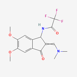 molecular formula C16H17F3N2O4 B1350778 N-{2-[(Z)-(dimethylamino)methylidene]-5,6-dimethoxy-3-oxo-1,3-dihydro-2H-inden-1-yl}-2,2,2-trifluoroacetamide 