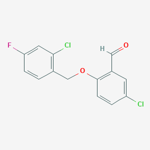 molecular formula C14H9Cl2FO2 B1350784 5-氯-2-[(2-氯-4-氟苯甲基)氧基]苯甲醛 CAS No. 667436-66-0