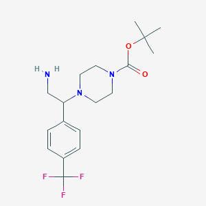 molecular formula C18H26F3N3O2 B1350798 Tert-butyl 4-[2-amino-1-[4-(trifluoromethyl)phenyl]ethyl]piperazine-1-carboxylate CAS No. 444892-59-5
