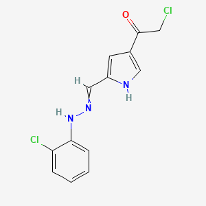 molecular formula C13H11Cl2N3O B1350800 2-Chloro-1-[5-[[(2-chlorophenyl)hydrazinylidene]methyl]-1H-pyrrol-3-yl]ethanone 