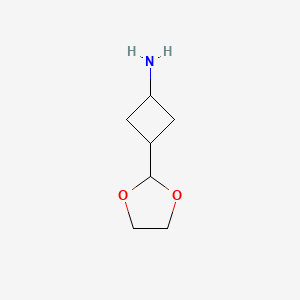 molecular formula C7H13NO2 B13508041 3-(1,3-Dioxolan-2-yl)cyclobutan-1-amine 