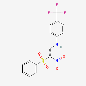 molecular formula C15H11F3N2O4S B1350837 N-[2-nitro-2-(phenylsulfonyl)vinyl]-4-(trifluoromethyl)aniline 