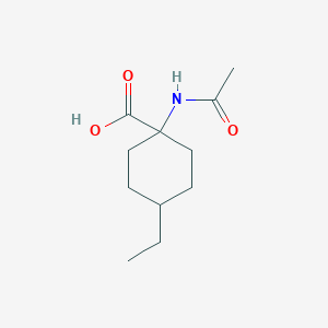 molecular formula C11H19NO3 B13508995 1-Acetamido-4-ethylcyclohexane-1-carboxylic acid 