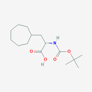 molecular formula C15H27NO4 B13509056 (S)-2-((tert-Butoxycarbonyl)amino)-3-cycloheptylpropanoic acid 