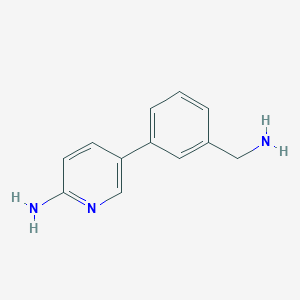 molecular formula C12H13N3 B13509136 5-[3-(Aminomethyl)phenyl]pyridin-2-amine 