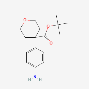 molecular formula C16H23NO3 B13509160 Tert-butyl 4-(4-aminophenyl)oxane-4-carboxylate 