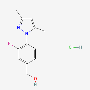 molecular formula C12H14ClFN2O B13509178 [4-(3,5-dimethyl-1H-pyrazol-1-yl)-3-fluorophenyl]methanolhydrochloride 