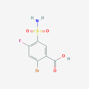 molecular formula C7H5BrFNO4S B13509457 2-Bromo-4-fluoro-5-sulfamoylbenzoic acid 