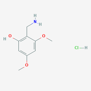 molecular formula C9H14ClNO3 B13509474 2-(Aminomethyl)-3,5-dimethoxyphenol hydrochloride 